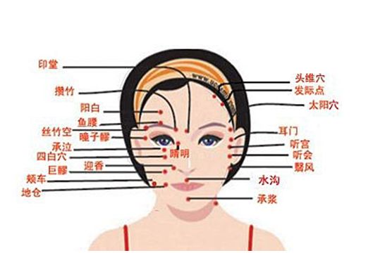 面部穴位图解，面部穴位图按摩美容技巧